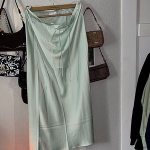 ASOS Light Mint Satin Drawstring Waist Skirt